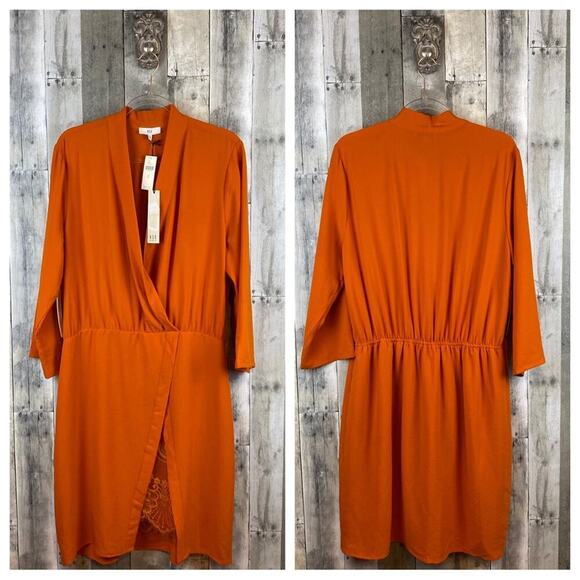 NWT Anthropologie NSR Naomi Surplice Dress in Medium Orange Size XL. - Picture 13 of 16